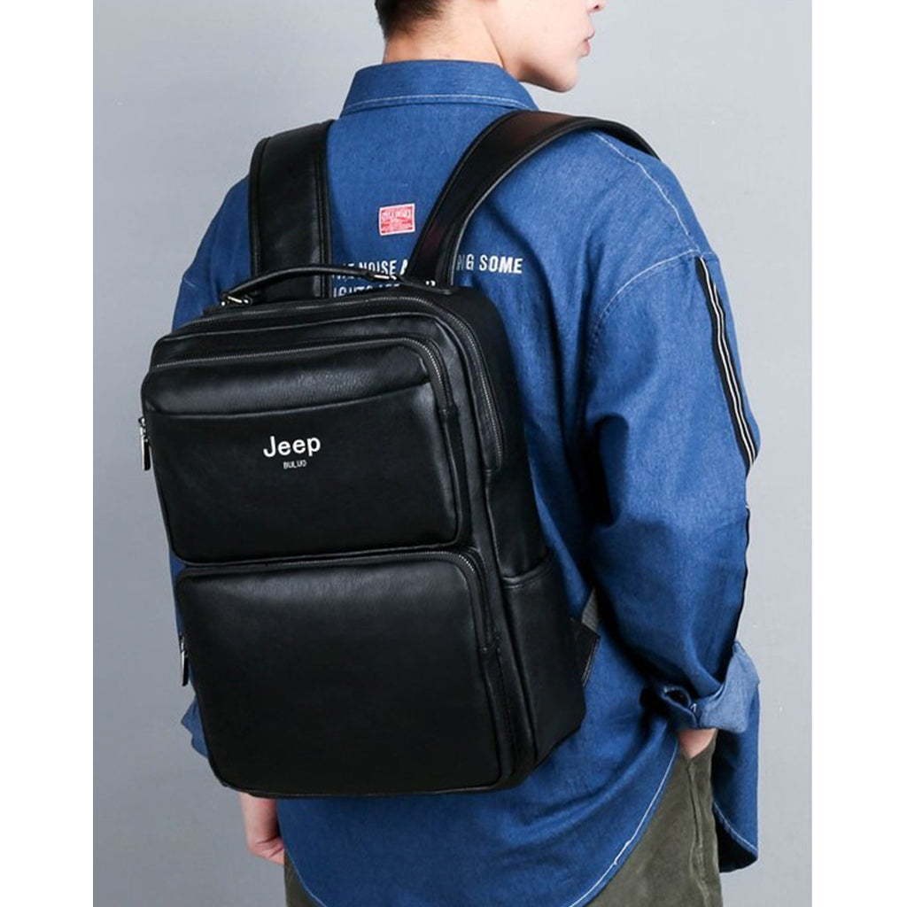 Mochila de Couro Jeep Impermeável Modelo Vintage Style