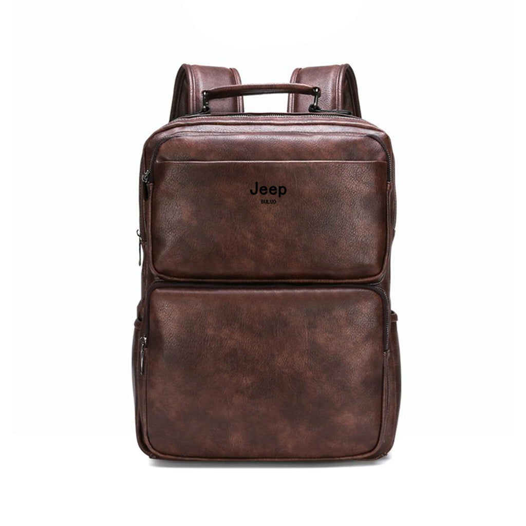 Mochila de Couro Jeep Impermeável Modelo Vintage Style