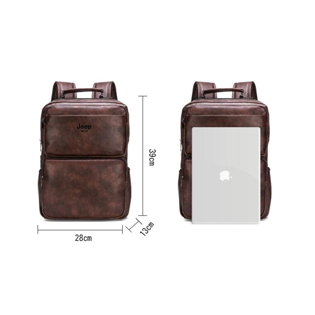 Mochila de Couro Jeep Impermeável Modelo Vintage Style