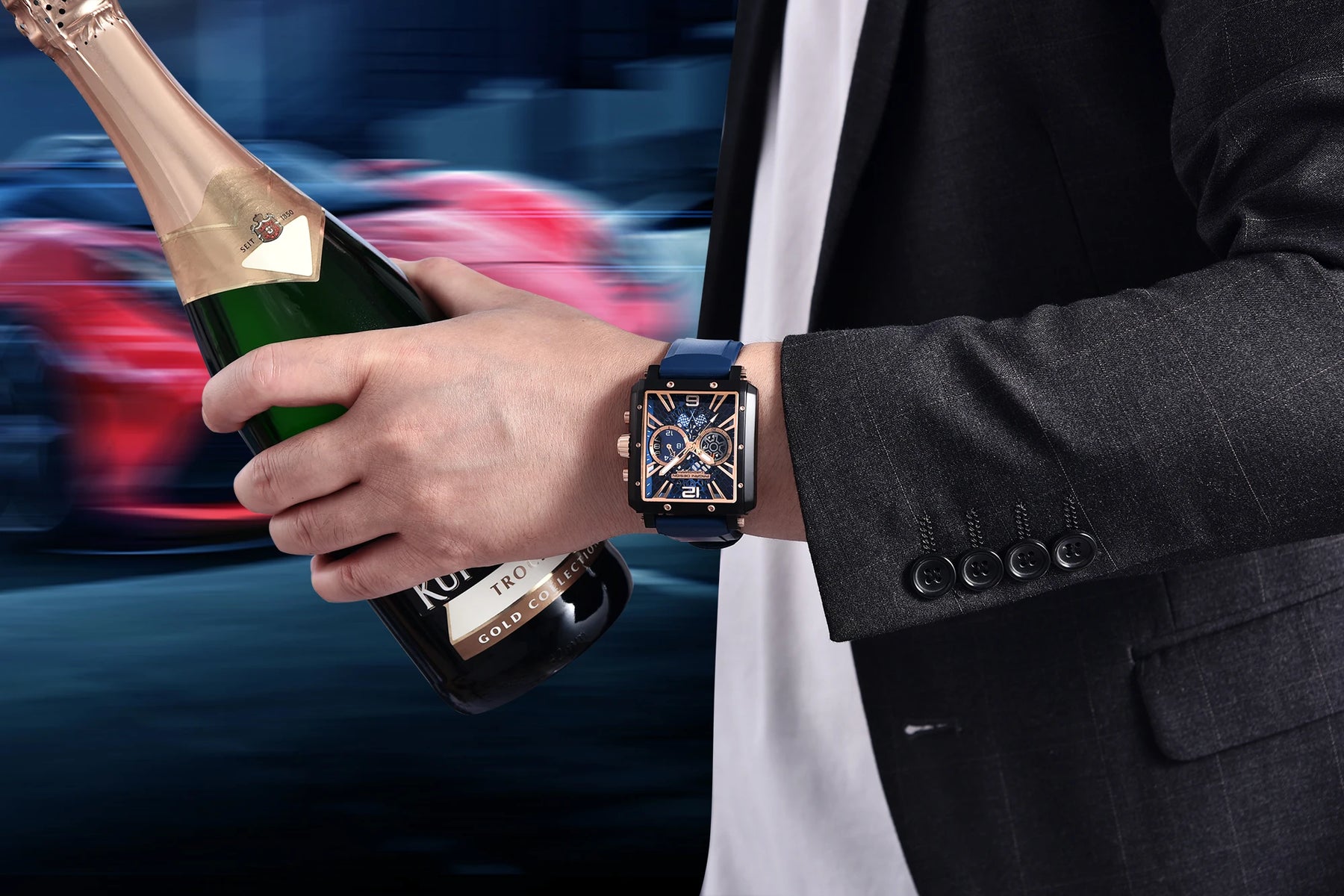 PAGANI DESIGN Relógios impermeáveis masculinos, relógio de quartzo, retângulos, design esqueleto, safira de luxo, aço inoxidável, original, 2022