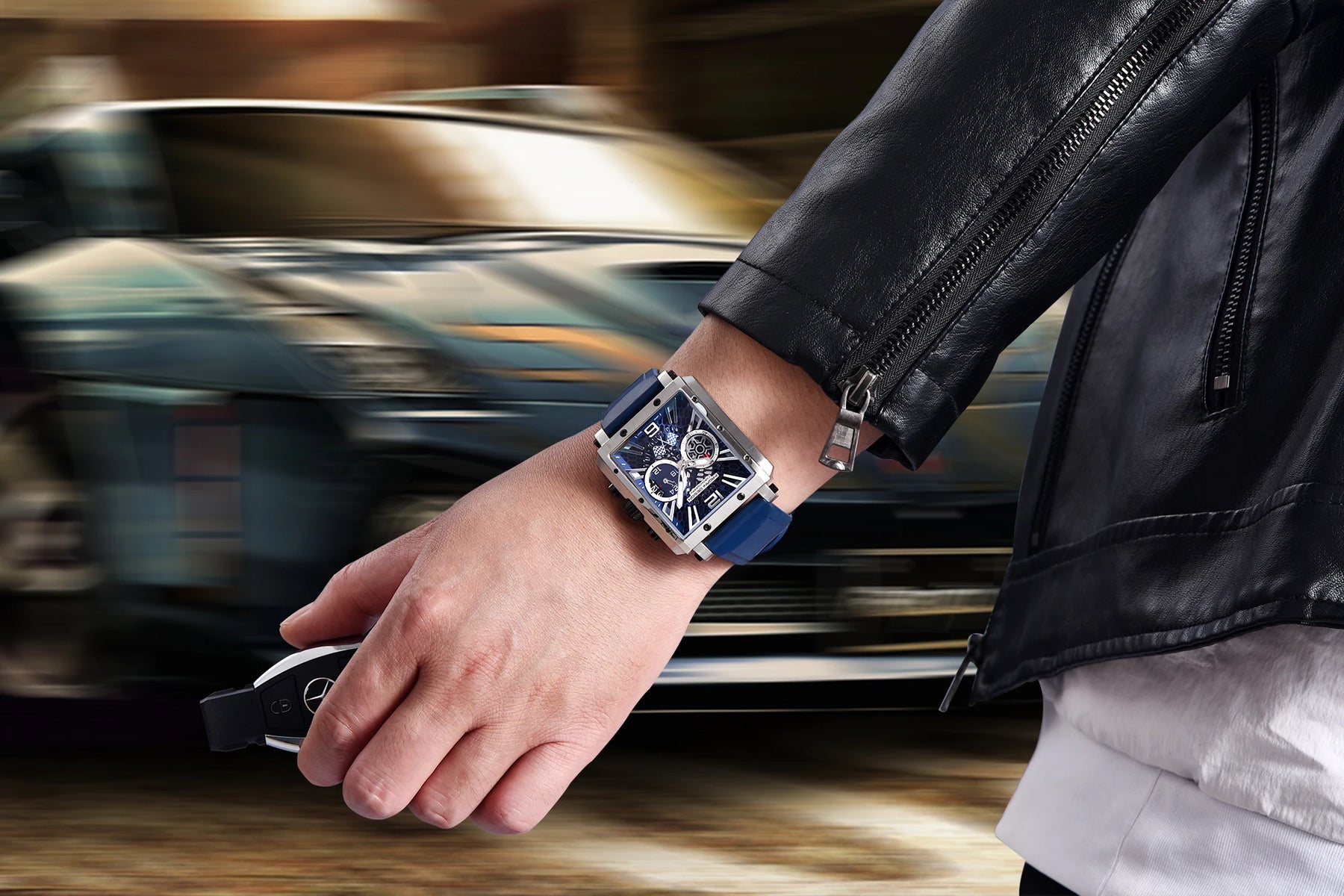 PAGANI DESIGN Relógios impermeáveis masculinos, relógio de quartzo, retângulos, design esqueleto, safira de luxo, aço inoxidável, original, 2022