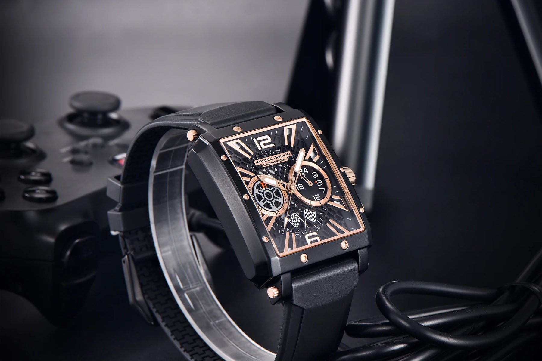 PAGANI DESIGN Relógios impermeáveis masculinos, relógio de quartzo, retângulos, design esqueleto, safira de luxo, aço inoxidável, original, 2022