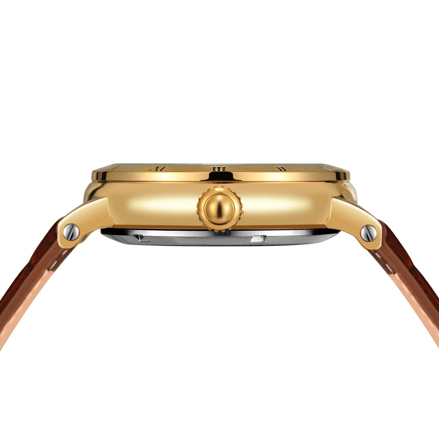 Relógios mecânicos vintage ponte dourada esqueleto automático relógio masculino luxo cinto de couro genuíno esculpido movimento luminoso mão
