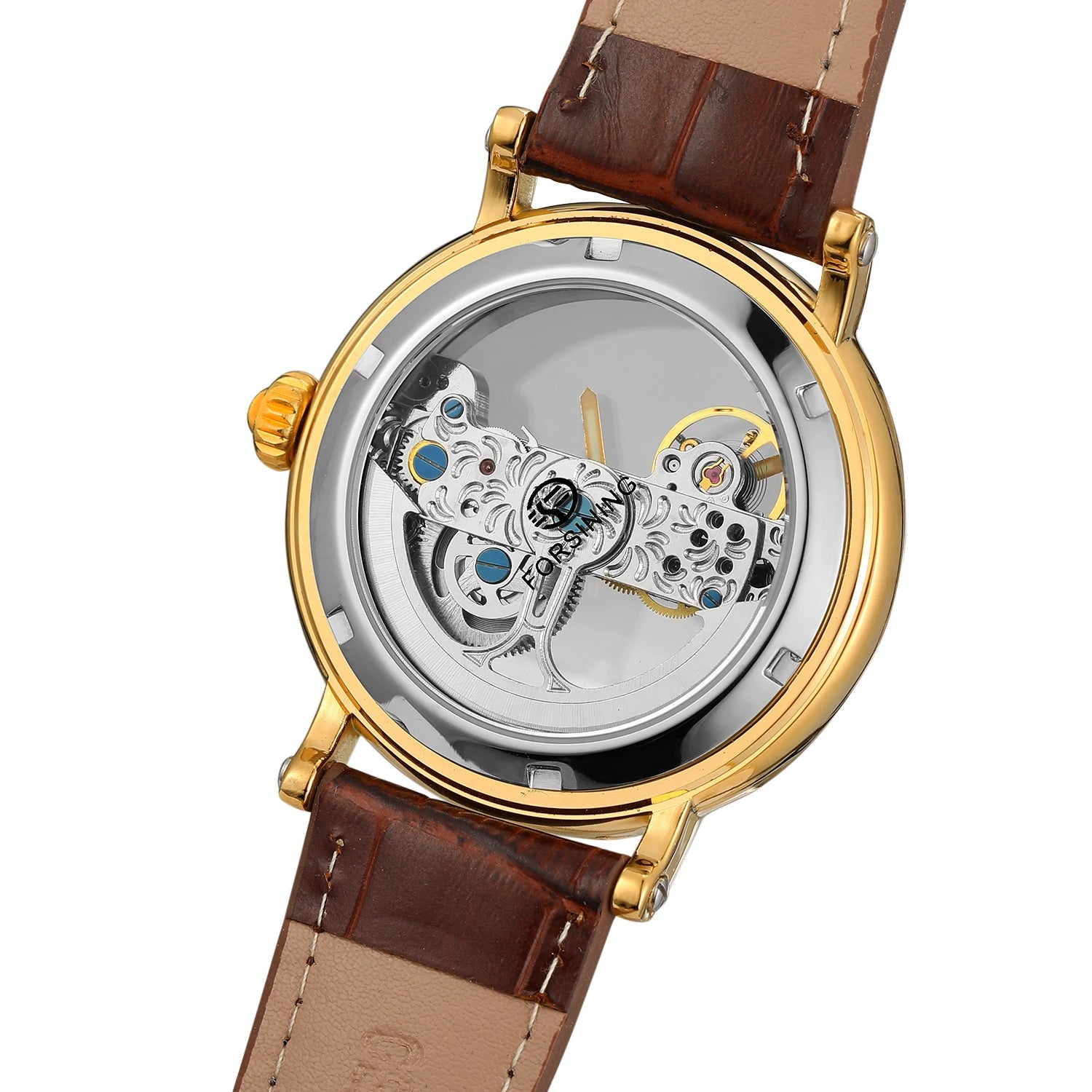 Relógios mecânicos vintage ponte dourada esqueleto automático relógio masculino luxo cinto de couro genuíno esculpido movimento luminoso mão