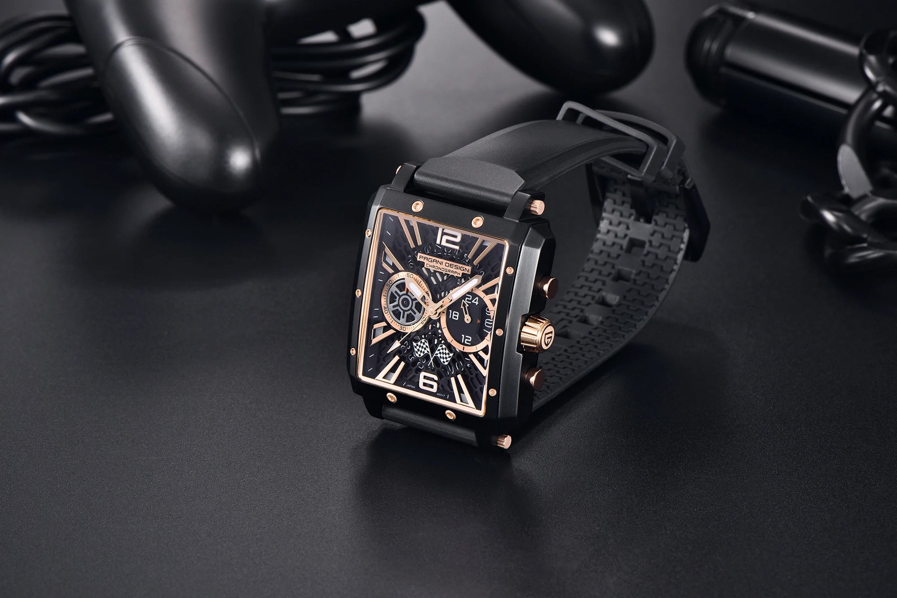 PAGANI DESIGN Relógios impermeáveis masculinos, relógio de quartzo, retângulos, design esqueleto, safira de luxo, aço inoxidável, original, 2022