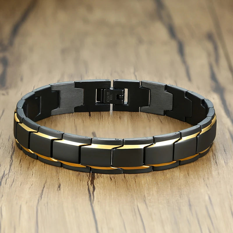 Vnox-Pulseiras masculinas de aço inoxidável, pulseira casual elegante, Chunky Punk Gothic, Jóias masculinas, 12mm