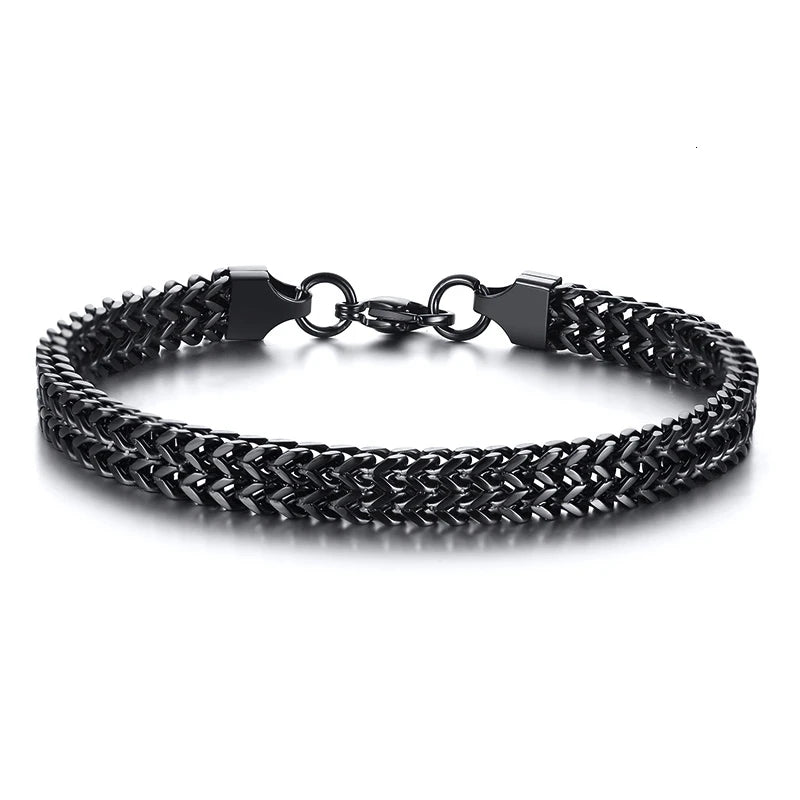 Pulseira escovada estilo South Street para homens, link bai, corrente oblíqua masculina, ligação tibetana, aço inoxidável colorido, cores sortidas