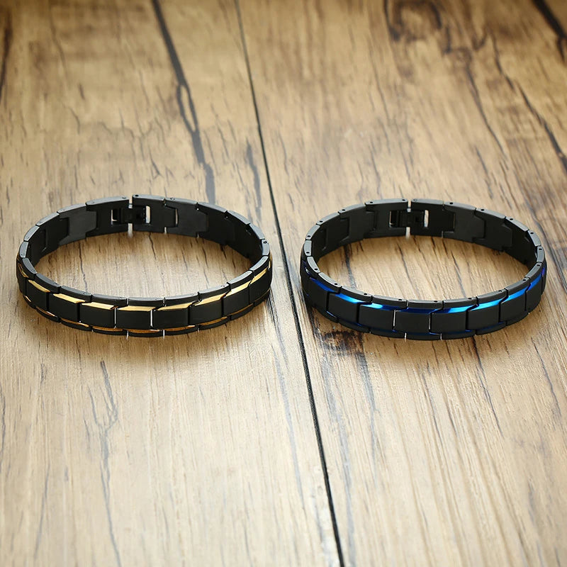 Vnox-Pulseiras masculinas de aço inoxidável, pulseira casual elegante, Chunky Punk Gothic, Jóias masculinas, 12mm