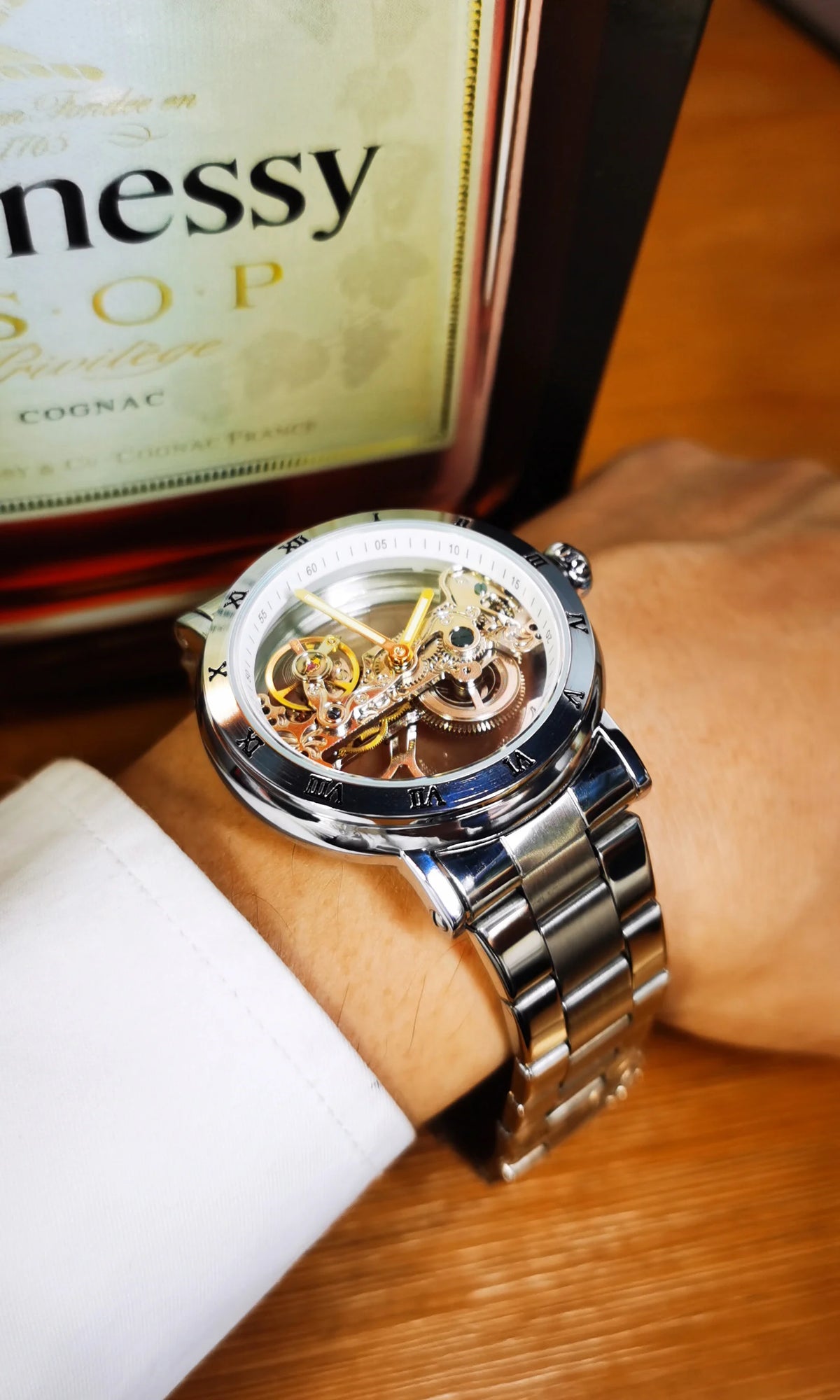 Relógios mecânicos vintage ponte dourada esqueleto automático relógio masculino luxo cinto de couro genuíno esculpido movimento luminoso mão