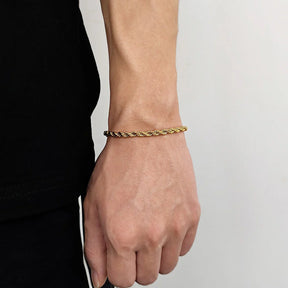 Pulseira em aço inoxidável Twist Chain para homens e mulheres, cor dourada retrô, acessórios de joias na moda Hip Hop