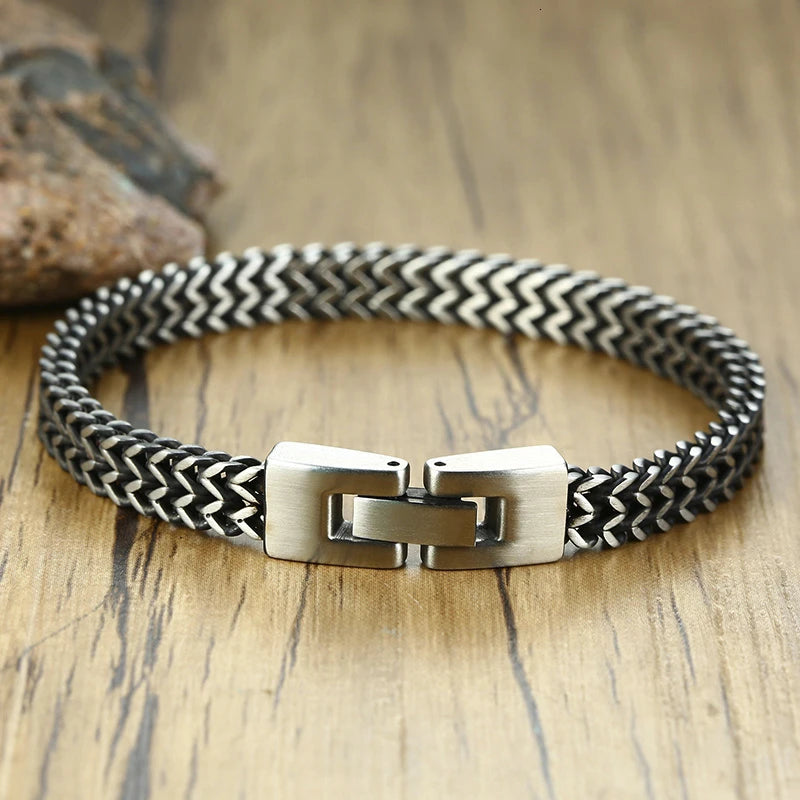 Pulseira escovada estilo South Street para homens, link bai, corrente oblíqua masculina, ligação tibetana, aço inoxidável colorido, cores sortidas