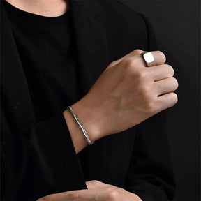 Pulseira de aço inoxidável Flat Snake Chain para homens e mulheres, cor prata, simples, Hip Hop, jóias da moda