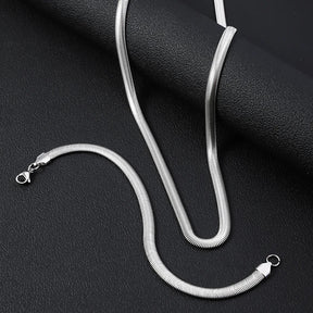 Pulseira de aço inoxidável Flat Snake Chain para homens e mulheres, cor prata, simples, Hip Hop, jóias da moda