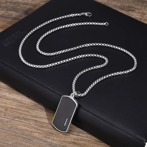 Vnox-Elegante Preto Dog Tag Colares para Homens e Mulheres, Zircônia Cúbica Pedra, Pingente Quadrado de Aço Inoxidável, Presente Colarinho