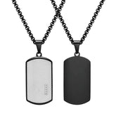 Vnox-Elegante Preto Dog Tag Colares para Homens e Mulheres, Zircônia Cúbica Pedra, Pingente Quadrado de Aço Inoxidável, Presente Colarinho