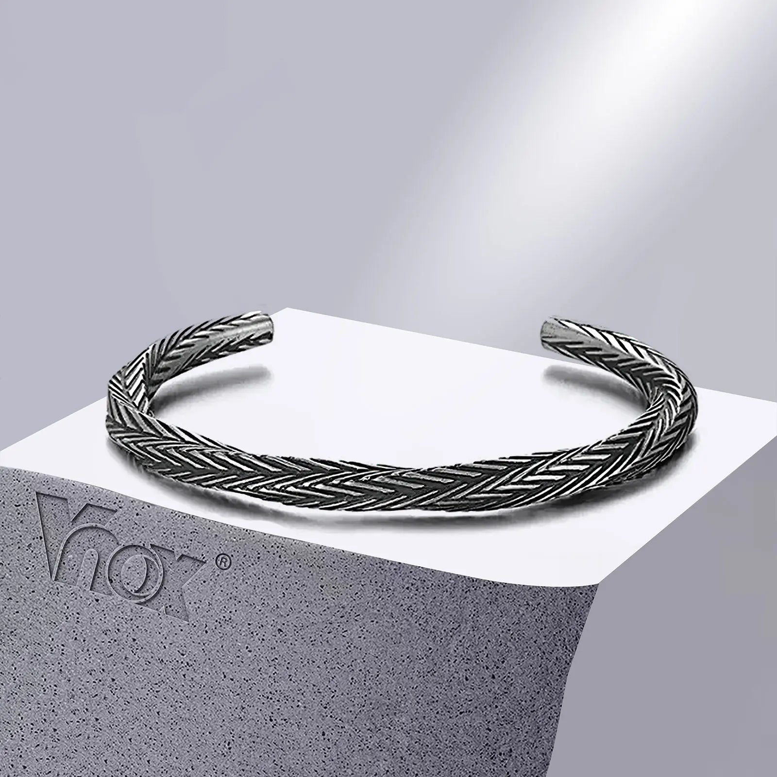 Vnox-Pulseira Retro Gothic Mobius Cuff, Pulseiras para Homens, Pai, Pai, Marido, BFF, Presentes de Aniversário, Jóias de Festa