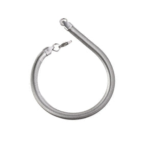 Pulseira de aço inoxidável Flat Snake Chain para homens e mulheres, cor prata, simples, Hip Hop, jóias da moda