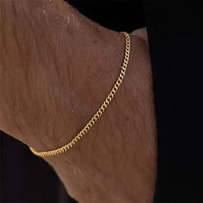 Pulseira de aço inoxidável para homens e mulheres, cor dourada, corrente cubana, pulseira retrô simples, jóias hip hop, acessórios da tendência, presente