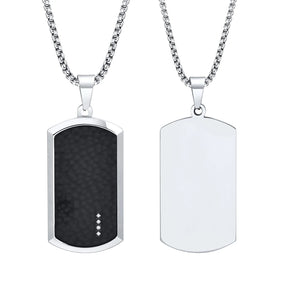 Vnox-Elegante Preto Dog Tag Colares para Homens e Mulheres, Zircônia Cúbica Pedra, Pingente Quadrado de Aço Inoxidável, Presente Colarinho