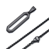 Vnox masculino colares geométricos, preto aço inoxidável 3d pingente com corrente de caixa, casual simples senhores colar de pescoço jóias presente