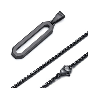 Vnox masculino colares geométricos, preto aço inoxidável 3d pingente com corrente de caixa, casual simples senhores colar de pescoço jóias presente