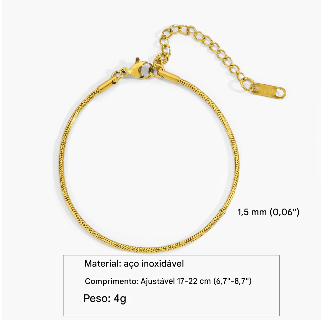 Bracelete Masculino de Aço Inoxidável Ajustável