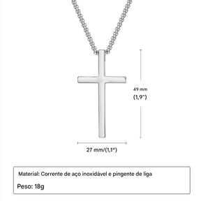 Colar Cruz Unissex em Aço Inoxidável - Elegância Prata