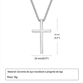 Colar Cruz Unissex em Aço Inoxidável - Elegância Prata